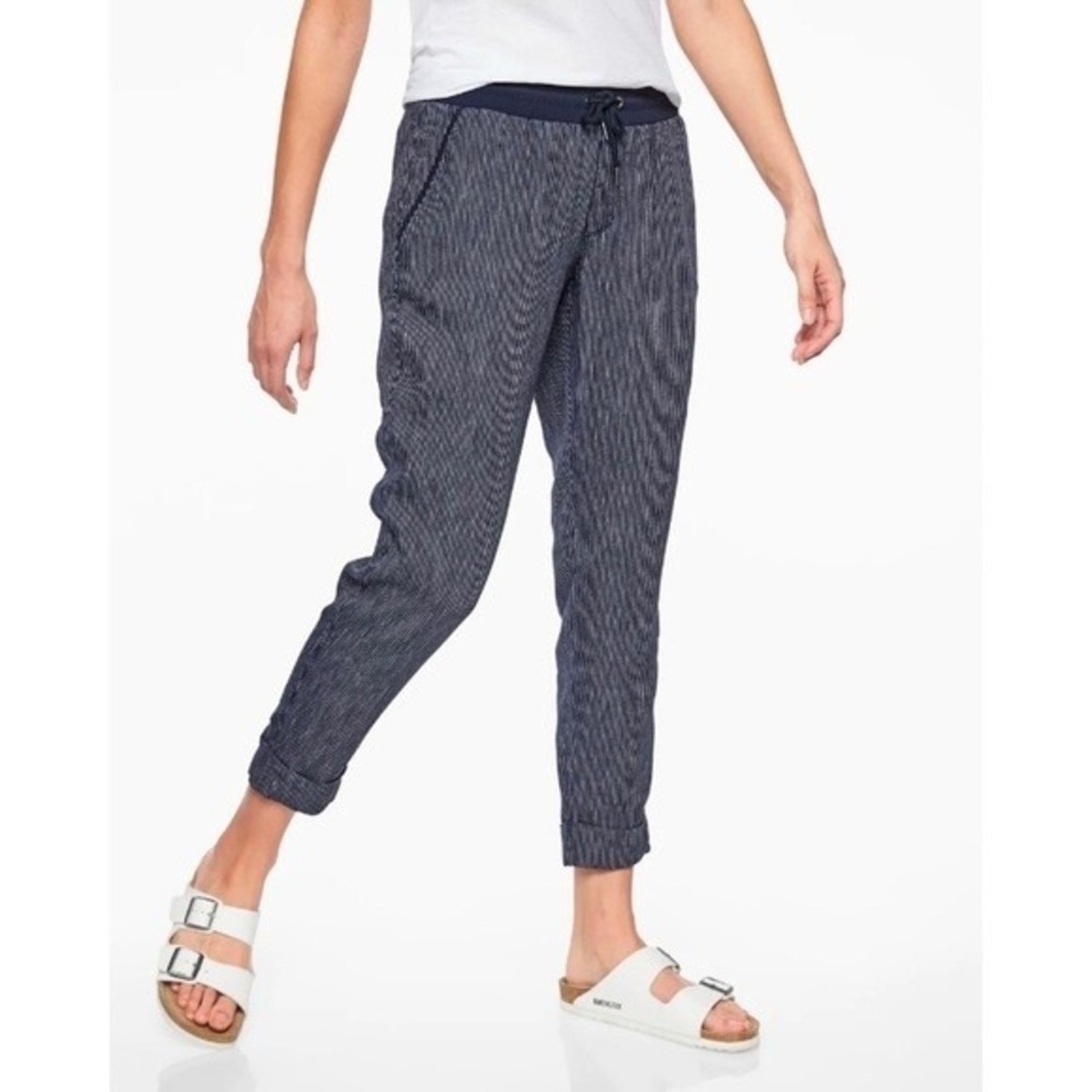 Athleta Bali Linen Striped Ankle Pants Lightweight Size 4‎ Cropped